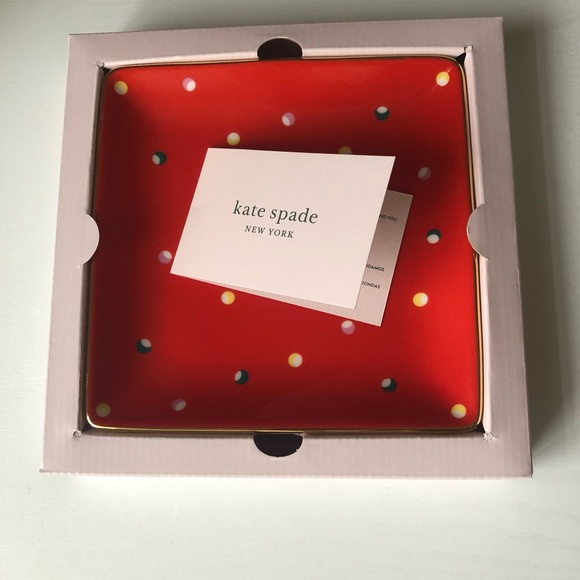 Kate Spade Lenox Christmas Dot Red Square Tray (NWT) - Picture 2 of 7